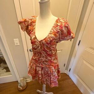 Vibrant Pink Floral Mini Dress